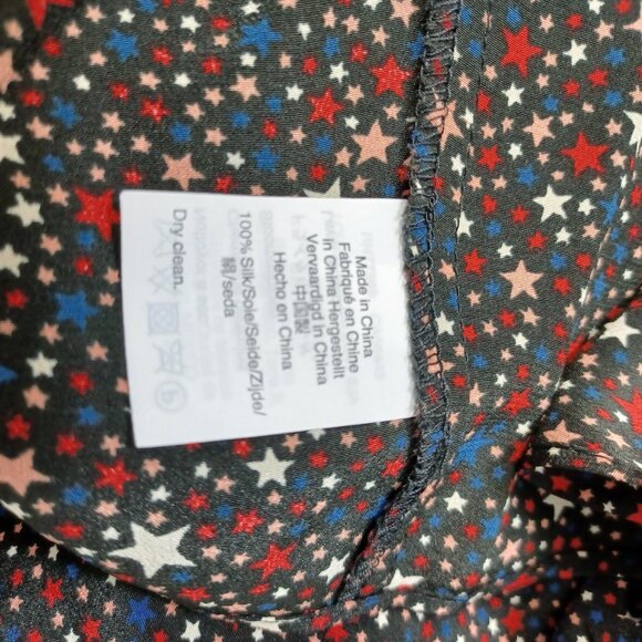 Madewell Star Print Blouse 100% Silk Peplum Wrap Size XSmall - Picture 5 of 15